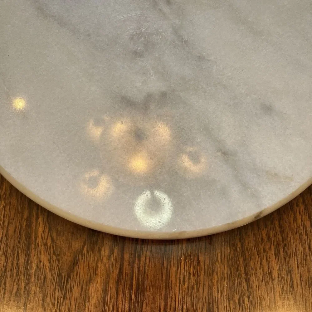 Gray White Marble Tabletop Felt Base Lazy Susan 12